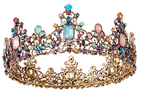 Große Königin Krone für Damen Geburtstag 18, 30, 40, Prinzessin krone Erwachsene Braut Kopfschmuck Diadem Gold