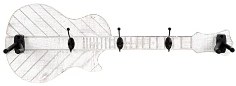 joycraft GG-277 Garderobe in Gitarrenform - Shabby-Look Holz-Wandgarderobe im Gitarren-Design - Ideal für Gitarre, Ukulele, Kleidung, Hüte, Taschen, Schlüssel usw. - Wandhalter aus Holz & Metall