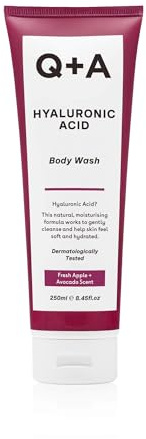 Q+A Hyaluronic Acid Body Wash (250ml), Nourishing Body Care, Sensitive Shower Gel, Gel Cleanser for Sensitive Skin, Deep Moisture with Saccharide Isomerate, Fresh Apple & Avocado Scent