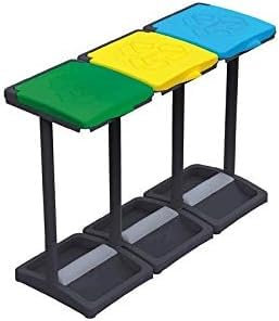 Avilia Set 3 Portarifiuti Multicolore con Coperchi Colorati e Vani Portasacchi da 110lt per Raccolta Differenziata