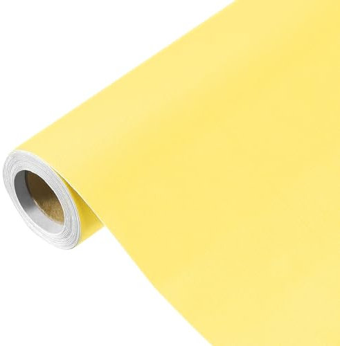 QUARKZMAN Papier Peint Jaune Citron de 500x40cm, Adhésif et Amovible, Papier Peint Jaune Citron Uni en Vinyle Auto-Adhésif pour la Décoration Murale