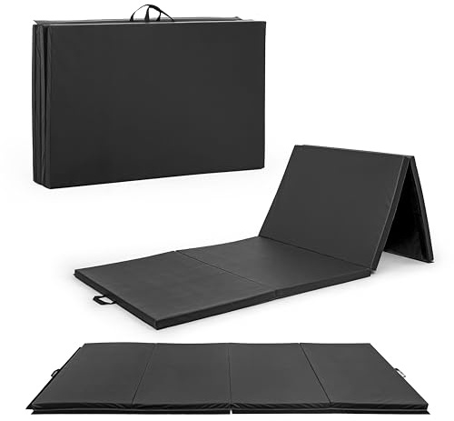 CAP Barbell Folding Exercise Mat – Durable, Anti-Tear, Thick Padding for Fitness, Aerobics, Gymnastics & Home Workouts. 10' x 4' x 2 thick BLACK
