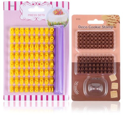 172 timbri per biscotti con lettere dell'alfabeto, per argilla, personalizzabili, numeri e lettere dell'alfabeto, timbri per biscotti, decorazioni per torte, goffratura