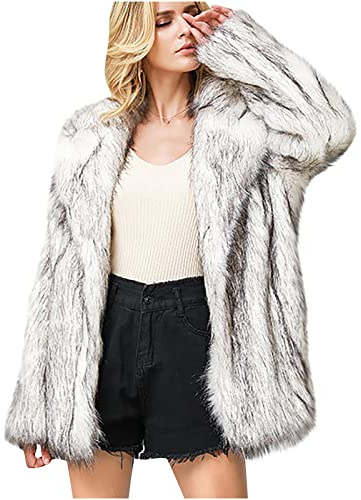 KHIRVWL Cappotto Lungo Pelliccia Donna Invernale Morbido Cappotto in Pelliccia Sintetica Cappotto in Felpa Cappotto Caldo da Donna Cappotto Caldo Cardigan Taglia Giacca Calda con Risvolto