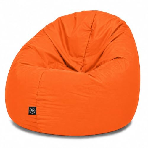 PATCH HOME 2-i-1 sittsäck fåtölj – gaming saccosäck med dragkedja – redan fylld, ergonomisk och robust för barn och vuxna – inomhus och utomhus, väderbeständig (orange, 155 cm)