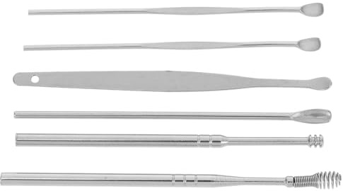 HOMOCONO Kit de Limpieza de Oídos Herramientas Portátiles 6 Piezas Acero Inoxidable y Cuchara Limpiadora para Evitar Irritación Uso en Casa y Salón