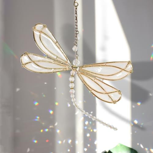 Atrapasol de Cristal de Libélula, Dragonfly Suncatchers para Windows Hanging Rainbow Maker para Windows Christmas Tree Decor Gifts Prisma Atrapasol de Cristal