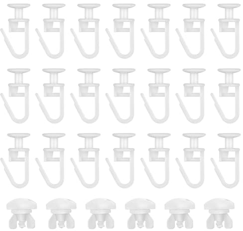 100 Piezas Ganchos de Cortina de Plástico Blanco Ganchos Deslizantes Ganchos Deslizantes + 6 topes, para Rieles de Cortina para Cortinas para Baño, Dormitorio, Blanco