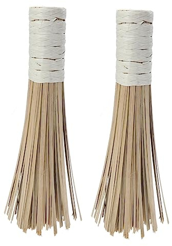 ULTECHNOVO 2Pcs Bamboo Kitchen Cleaning Brush with Ergonomic Handles Oil Pot and Wok Scrubbers for Multi Use Household Cleaning