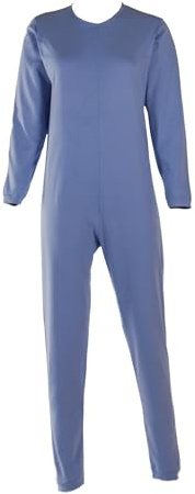 Confezioni_Emy Pyjama intégral médical unisexe – Grenouillère adulte coton 100% – Pyjama dos zip seniors – Vêtements gériatriques confortables Made in Italy - Taille L - Uni Bleu Ciel