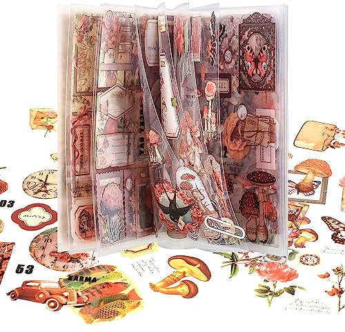 PULIANGLIU 20 Pages Nature Castle Botanical Floral Scrapbook Stickers Book