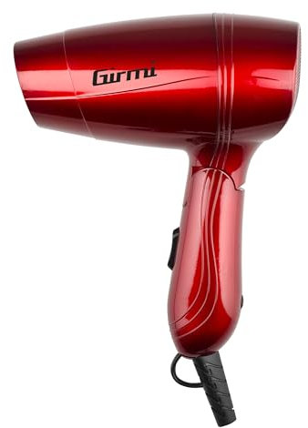 Girmi PH02 Asciugacapelli da Viaggio, 1200 W, Doppio Voltaggio, 2 Velocità, Manico pieghevole, Rosso