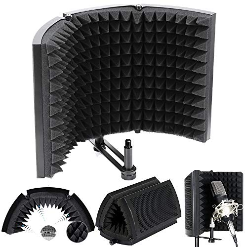 ALLOMN Espuma de Aislamiento de Micrófono, Panel de Aislamiento Acústico Plegable de Micrófono de Estudio Plegable Panel de Aislamiento Acústico Plegable, Colocado en la Mesa o Montado en el Soporte