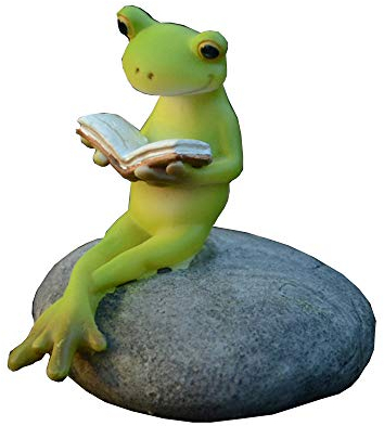 Gemmia Figurine Grenouille Fée Jardin Miniature- Grenouille lisante paisible