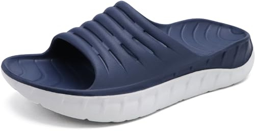 KuaiLu Sandali di Recupero Uomo con Comode Ortopediche Fascite Plantare Supporto Arco Ciabatte Aperte Leggero Sportivi Ciabatta Estive Mare Spiaggia Piscina Doccia Sandalo Blu Bianco 45