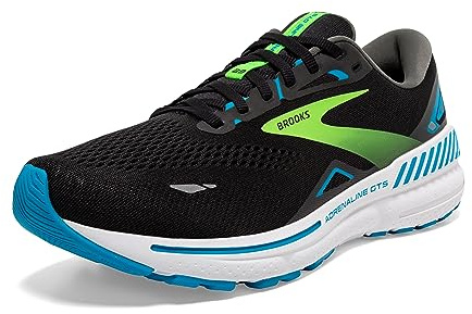 Brooks Men’s Adrenaline GTS 23 Supportive Running Shoe - Black/Hawaiian Ocean/Green - 8.5 Narrow