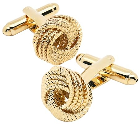 Jonwo Hollow Out Twist Knot Shape Men's Cufflinks In Gift Case Silver / 14K Gold Plated Cufflinks for Men Jewelry for Wedding Party Business Birthday Anniversary Dress (Golden)