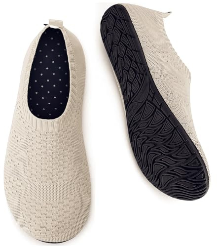 WateLves Barefoot Water Shoes for Women Men Travel Slippers Socks House Shoes Quick-Dry Aqua Socks for Beach Swim Pilates Yoga Dancing Camping Must Haves (Beige, 40/41)
