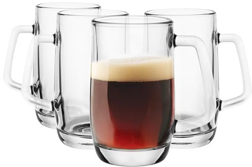 Glasmark Krosno Juego de vasos de cerveza, vasos de 0,3 litros para cerveza, jarro de cerveza, jarro de cerveza, vasos para cerveza artesanal, vaso de cerveza, vaso apto para lavavajillas, 4 x 300 ml