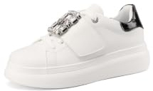 QUEEN HELENA Scarpe da Ginnastica con Strappo Sneakers con Strass Donna X31-9 (Bianco, Sistema Taglie Calzature EU, Adulto, Donna, Numero, Media, 37)