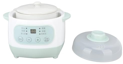 AQXREIGHT Mijoteuse 200 W 1 L avec Minuterie Intérieure en Céramique Chauffage Uniforme Vert Mijoteuse électrique pour la Cuisson Green Life Petite Mijoteuse Programmable (Prise