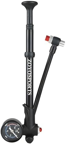 Shock Pump for Mountain, Road Bikes and Motorcycle - 300 Psi High Pressure for Front Fork and Rear Suspension Air Shocks Pump with Gauge -Portable Mini Pump with Air Bleed Button (Black)