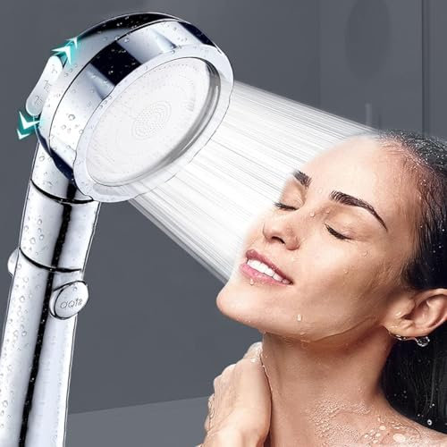 SQUADO Soffione doccia ad alta pressione, con 3 tipi di getto ad alta pressione e funzione anticalcare universale, cromato