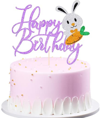 Deco Gateau Paques, Décoration Gâteau Paques, Decoration Paques Gateau, Décoration de Gâteau Lapin, Gâteau Topper Lapin Pâques pour Anniversaires, Baby Showers, Fêtes de Pâques (F)