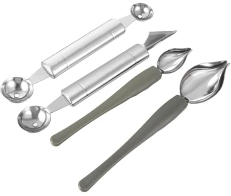 BRIGHTFUFU Set 4 Pezzi Cucchiai per Salse e Cucchiai da Pittura in Acciaio Inox, Leggeri e Pratici, 20 CM, per Decorazione e Cucina