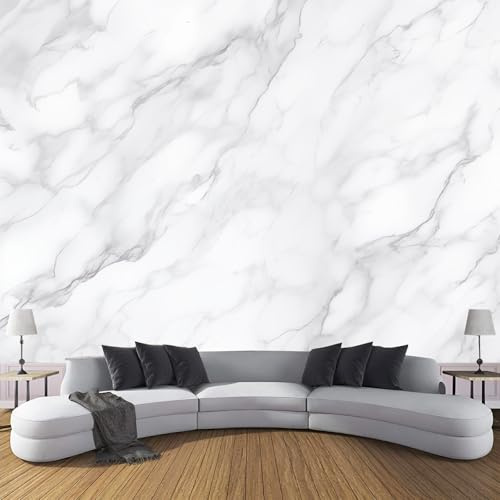 DLERFLOVR Carta Da Parati Motivo In Marmo Bianco - Carta A Contatto Seta Stile Nordico, Decorazione da Muro XXL Poster Gigante Design per Camera da Letto Soggiorno Ufficio 350x250cm
