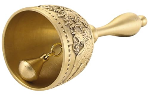 ULTECHNOVO Timbre de Mano Vintage de Latón para Servicio Decoración y Uso Eventos Campanilla de Sonido Excelente y Ligero para Entrenamiento y