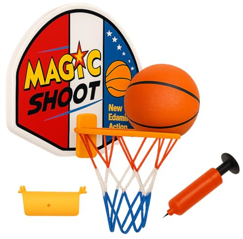 Toyana Wall Mounted Basketball Hoop Set for Kids with PVC Backboard & Mini Basket Ball, Pump, Rim Net, Over the Door Ring, Indoor Bedroom Sports Game Activity Toy Gift Set for Children Ages 3+ Years