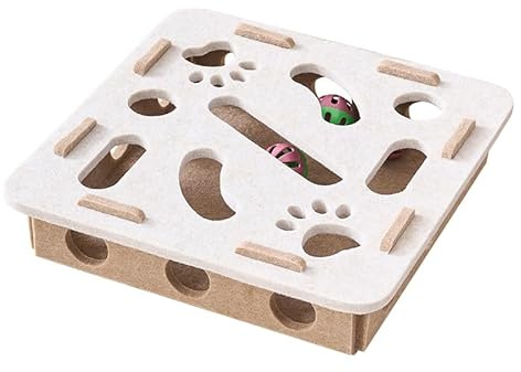 BZDBZD Interactive Cat Puzzle Feeder Toy - Felt Maze Box with 3 Jingle Balls for Indoor Cats Kittens | Mental Stimulation, Slow Feeding, Fun Exercise & Natural Hunting Instincts