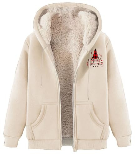 Generisch Giacca in pile da uomo con cappuccio e chiusura a strappo, giacca invernale per attività all'aperto, da montagna, taglie grandi, calda, invernale, con coulisse, giacca a vento, beige., XL