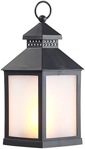 Lunartec Lampe: LED-Laterne mit realistischem Flammenspiel und Timer, schwarz (LED Laterne mit Timer für draußen, mit Funktion, Gartenleuchte Standleuchte)