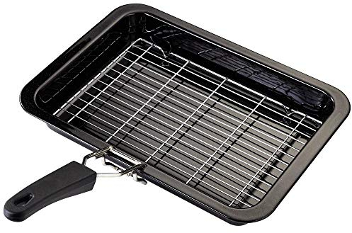 Judge Ovenware Enamel Grill Tray with Rack & Handle, Nonstick Coating 35cm x25cm x5cm, Black