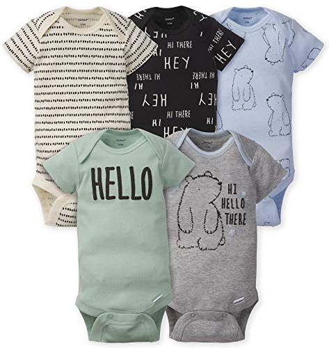 Gerber 5-Pack Boys Bear Onesies Brand Short Sleeve Bodysuits