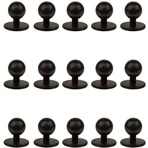 Rundknöpfe für Kochjacken, 15 Stück, in Schwarz, 19 x 12,5 x 18 mm groß, Kochknöpfe mit Ø 12,5 mm Kopfdurchmesser, Kugelknopf Kochjacke, Koch Knöpfe Jacke Küche, Kochjacken Knöpfe, Motivknöpfe Set