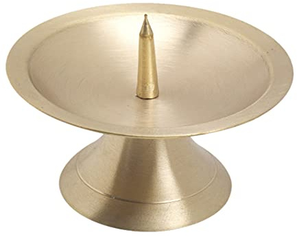 NKlaus candeliere a disco Ø11cm ottone oro candeliere opaco candeliere da altare con puntale 10720
