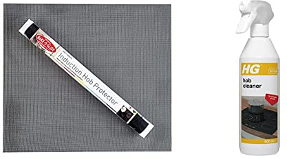 Bake-O-Glide Induction Hob Protector Standard (4 Ring), 590 x 520mm, Black & HG Hob Cleaner for Everyday Use, Induction Stove, Metal Ring, Glass & Ceramic Safe