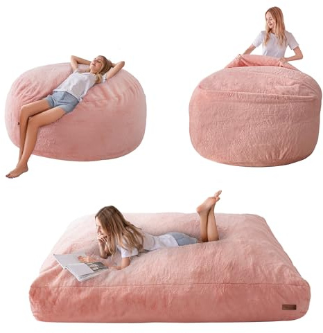 MAXYOYO Giant Bean Bag Chair Bed for Adults, Convertible Beanbag Folds from Lazy Chair to Floor Mattress Bed, Large Floor Sofa Couch, Big Sofa Bed, High-Density Foam Filling, Machine Washable