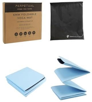 PERPETUAL Esterillas de yoga plegables (173 cm x 61 cm x 0,5cm, Azul)