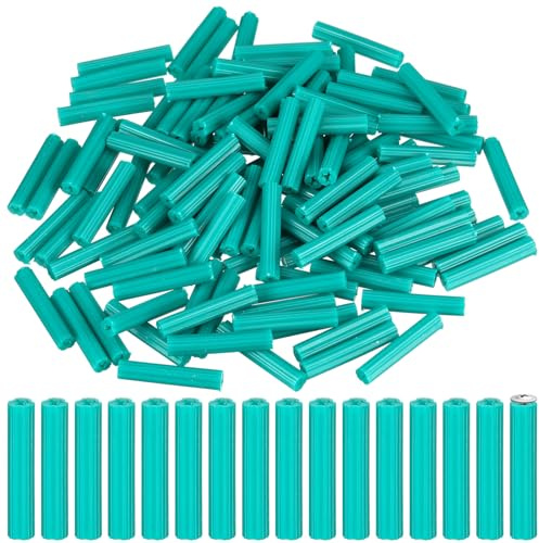200 Pcs Expanding Plastic Screw Anchors 1/4 Hole Green Plastic Anchors for Concrete Tile Cement Bolt Expansion Tube for #10,11,12 Screws, Fix to Wall Drywall or Other Surface(1-1/2)