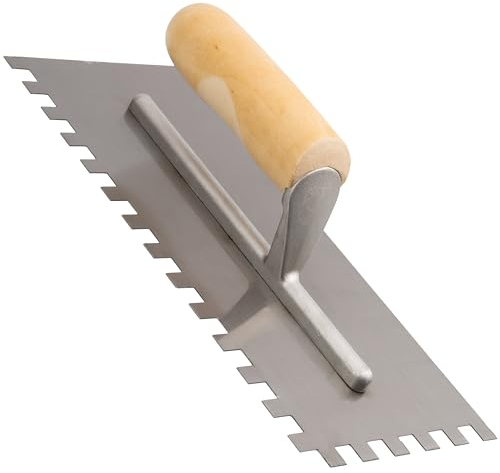 AERZETIX - C74439 - Lisseuse à Dents 10mm Taloche Spatule Crantée pour Carrelage - Outillage Outils à Main pour la Construction - Maçonnerie Maçon Enduit Plâtre - Manche en Bois - Acier