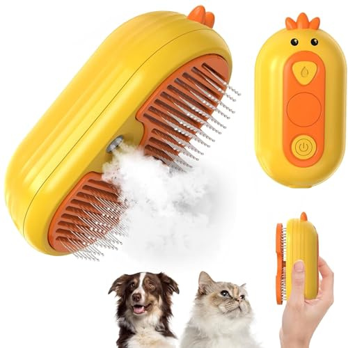 Spazzola a Vapore per Gatti e Cani, 3 In 1 Spazzola Vapore per Rimuovere Grovigli e Peli Sciolti degli Animali, Spazzola per Capelli Lunghi/Cort