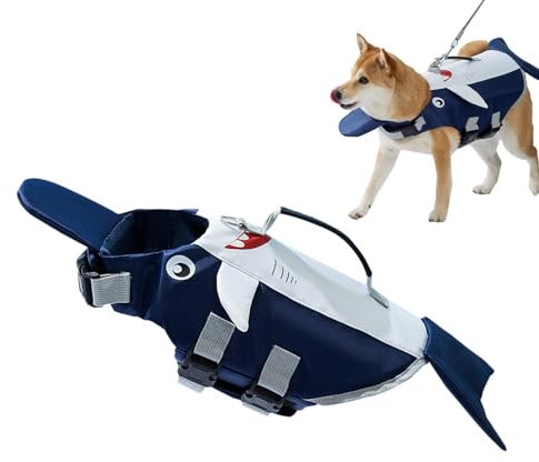Niedliche Schwimmweste für Hunde, Hai-Hundeschwimmweste, Cartoon-Badeanzug für Hai-Haustiere, blauer Sicherheits-Badeanzug für Pool, lustige Weste
