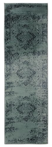 benuta Basic Teppich Suki - Türkis 80x240 cm - Kunstfaser - Läufer & im Style: Vintage, Orient Style - Pflegeleicht für Wohnzimmer Schlafzimmer