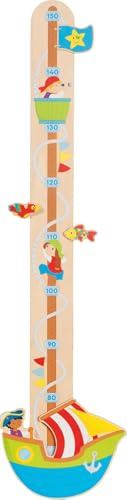 goki 60660 – Messlatte „Piraten, AHOI!“ aus Holz – Bunte Messleiste fürs Kinderzimmer, ca. 92 × 24 × 2,5 cm