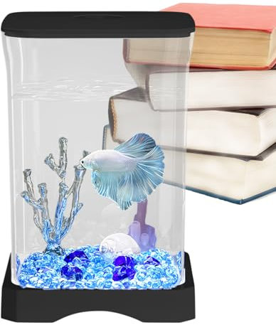 Kampffisch-Aquarium – 4K HD-Fischglas Mit LED-Beleuchtung, Kleines Zierfischglas | Aquarium-Einsteigeraquarium Für Zuhause, Büro, Küche Oder Arbeitszimmer, Perfekt Für Kampffische