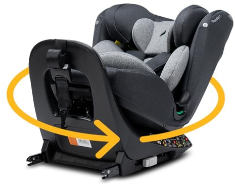 Osann Floyd360 - Kindersitz 40–150 cm, 360 Grad drehbar in allen Positionen, Reboarder ab Geburt mit Isofix, mitwachsender i-Size Kinderautositz - Dark Grey Melange